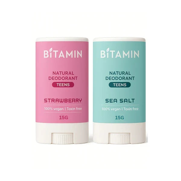 Bitamin Sea Salt + Strawberry Teens Natural Deodorant - 15 Grams Each