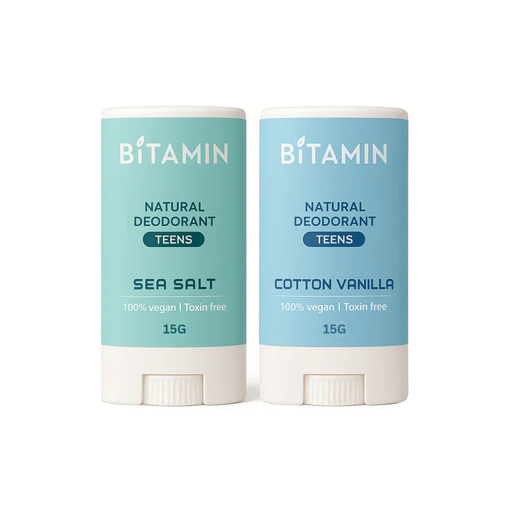 Bitamin Cotton Vanilla + Sea salt Teens Natural Deodorant - 15 Grams Each