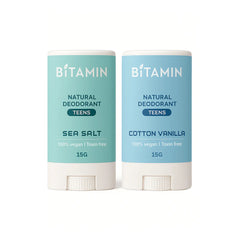 Bitamin Cotton Vanilla + Sea salt Teens Natural Deodorant - 15 Grams Each