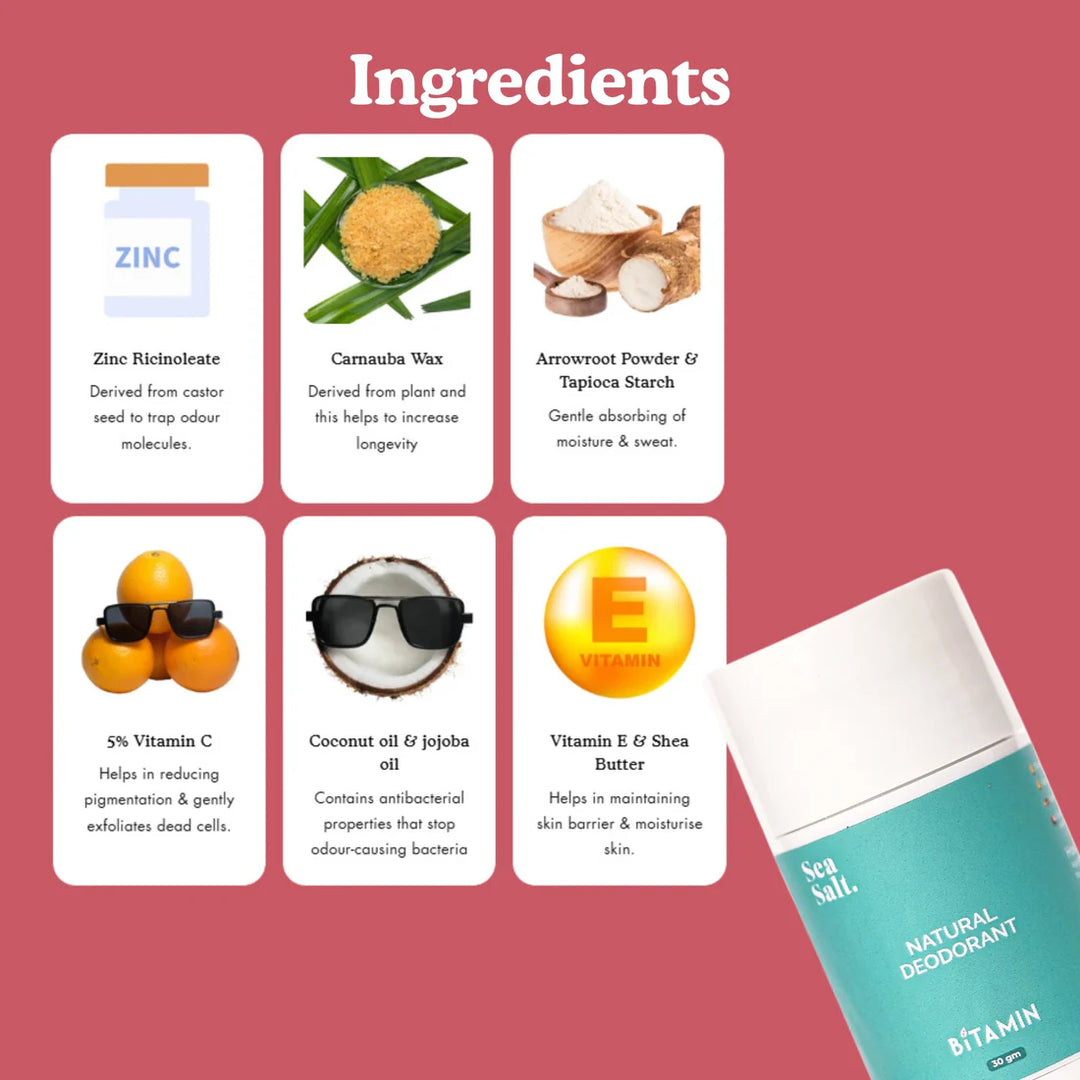 Bitamin Sea Salt Natural Deodorant - 30 Grams