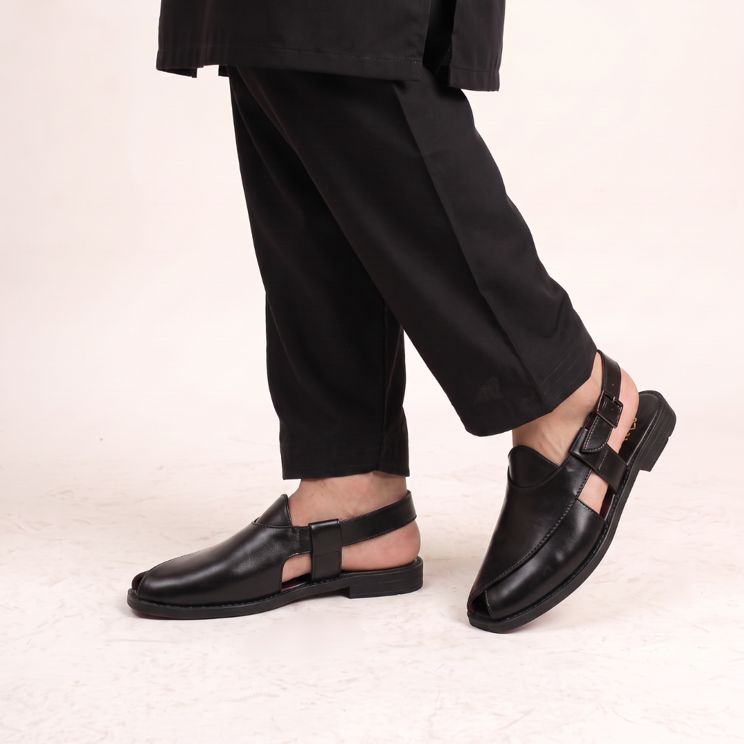 Utsav Black Peshawari Sandal
