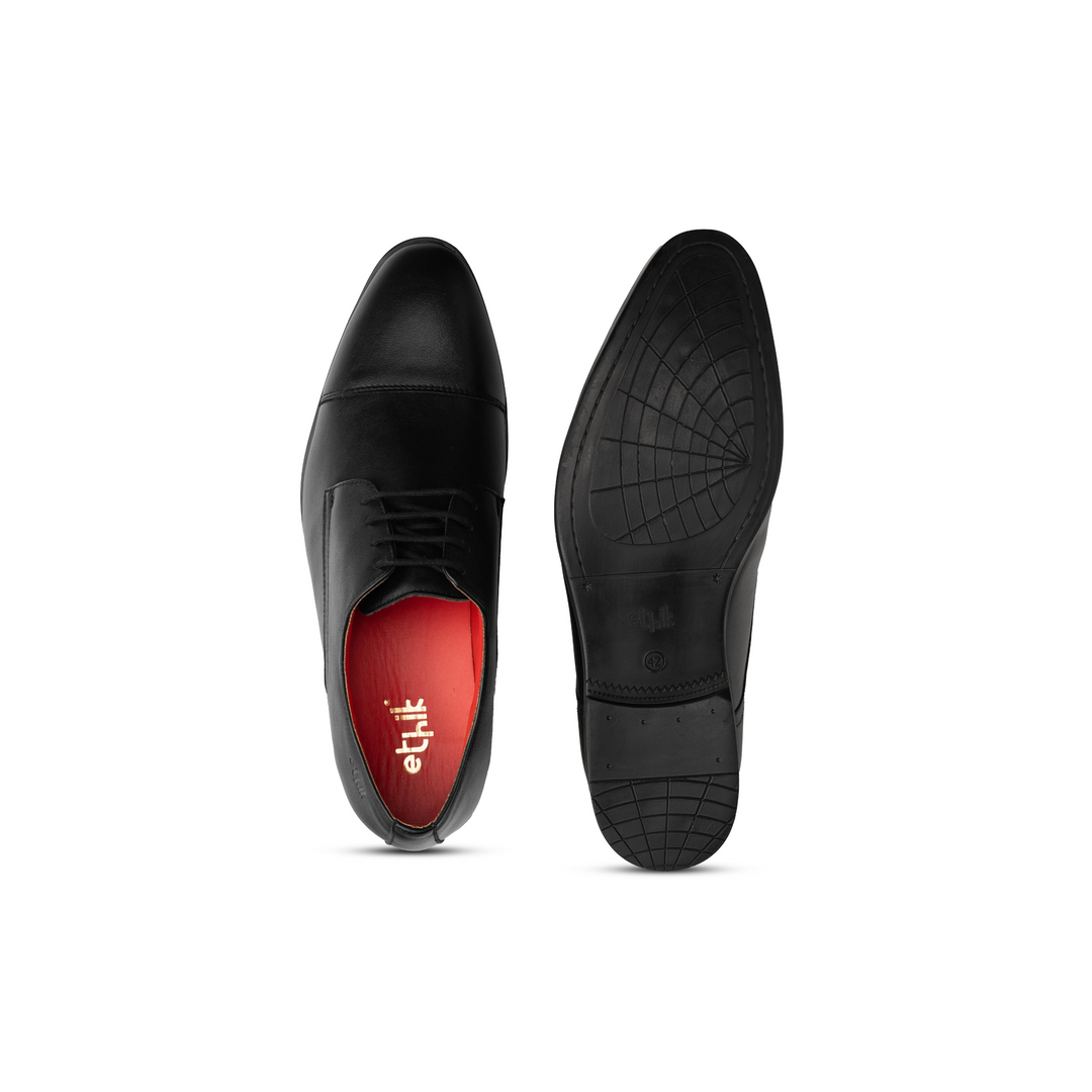 Nine 2 Fine Black Cap-Toe Derby Shoes