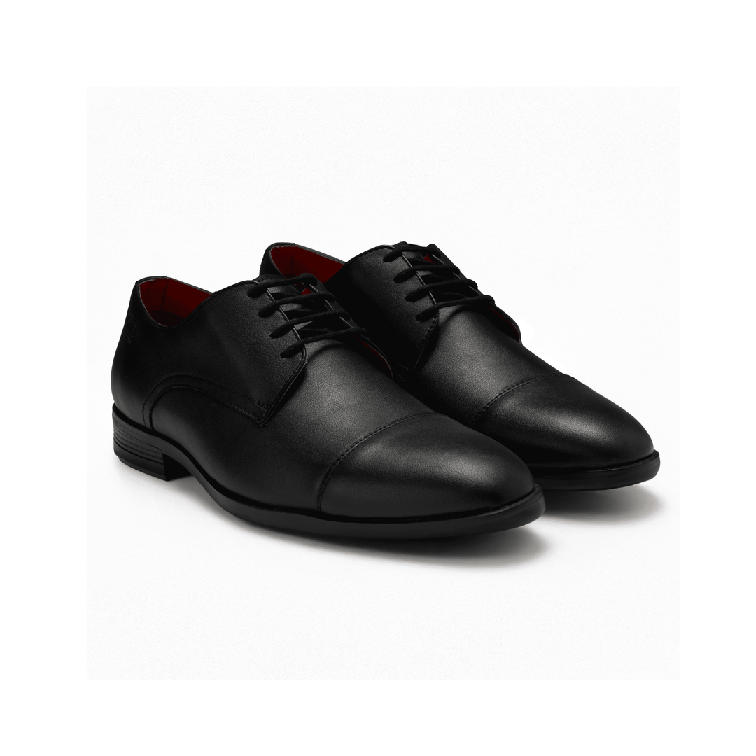 Nine 2 Fine Black Cap-Toe Derby Shoes