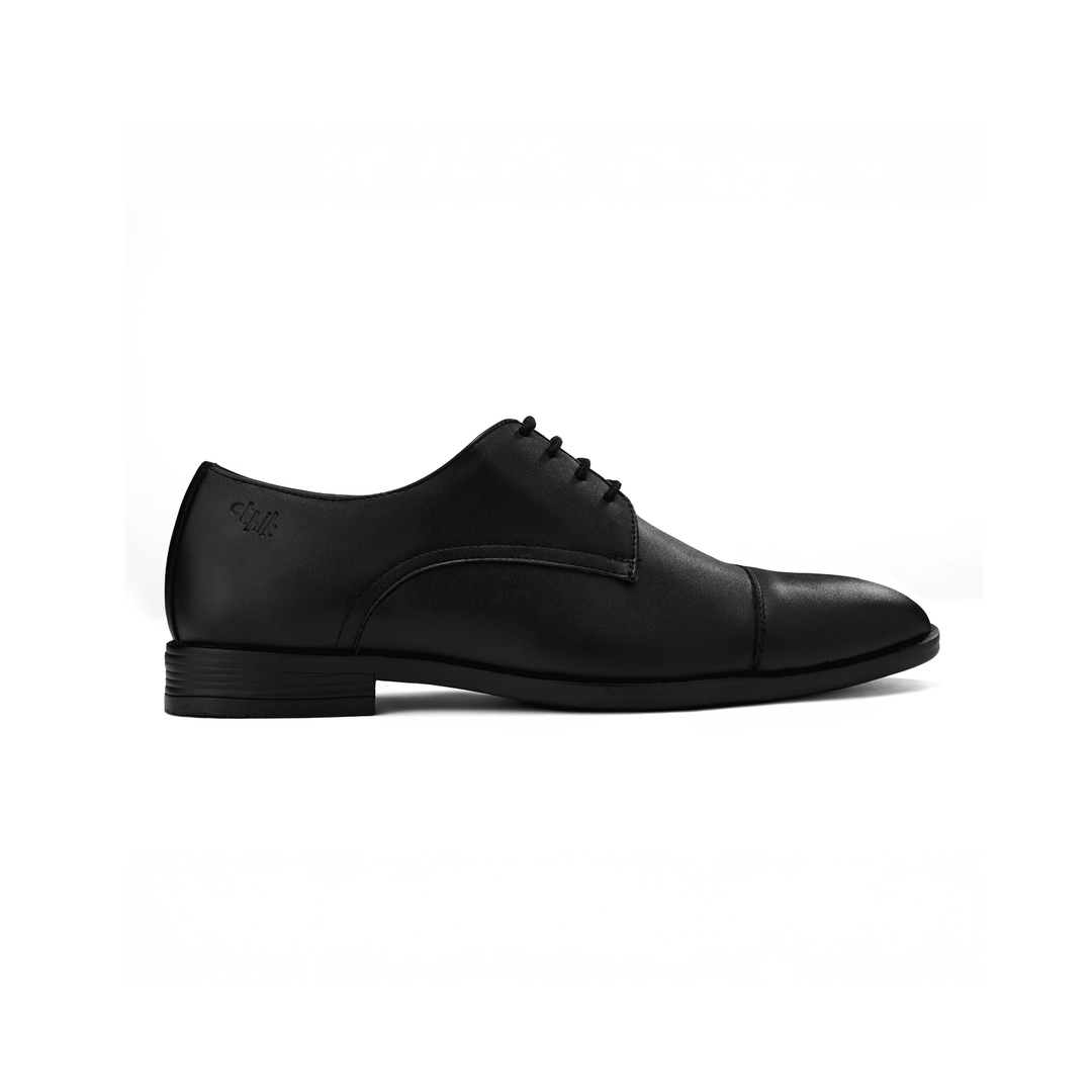 Nine 2 Fine Black Cap-Toe Derby Shoes