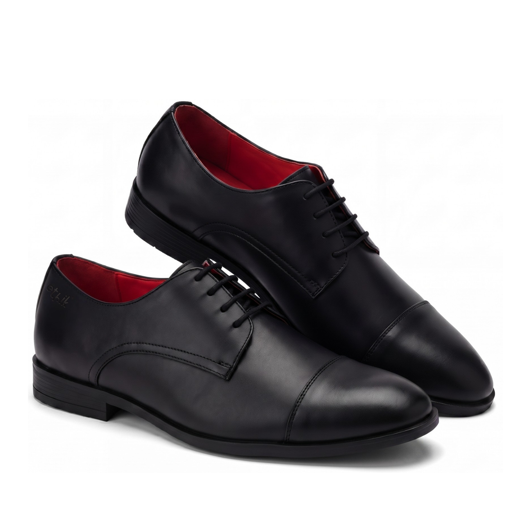Nine 2 Fine Black Cap-Toe Derby Shoes