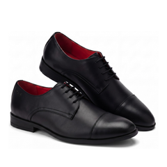 Nine 2 Fine Black Cap-Toe Derby Shoes