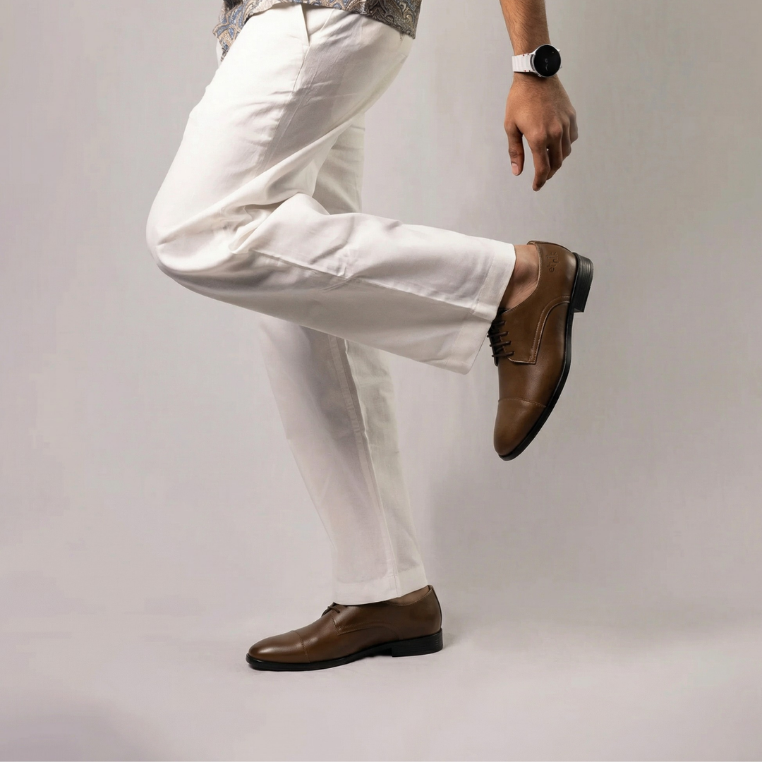 Nine 2 Fine Tan Cap-Toe Derby Shoes