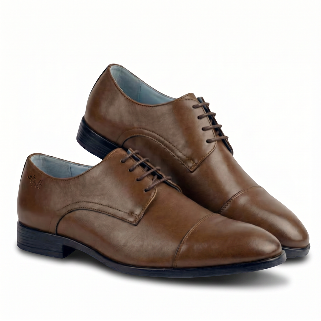 Nine 2 Fine Tan Cap-Toe Derby Shoes