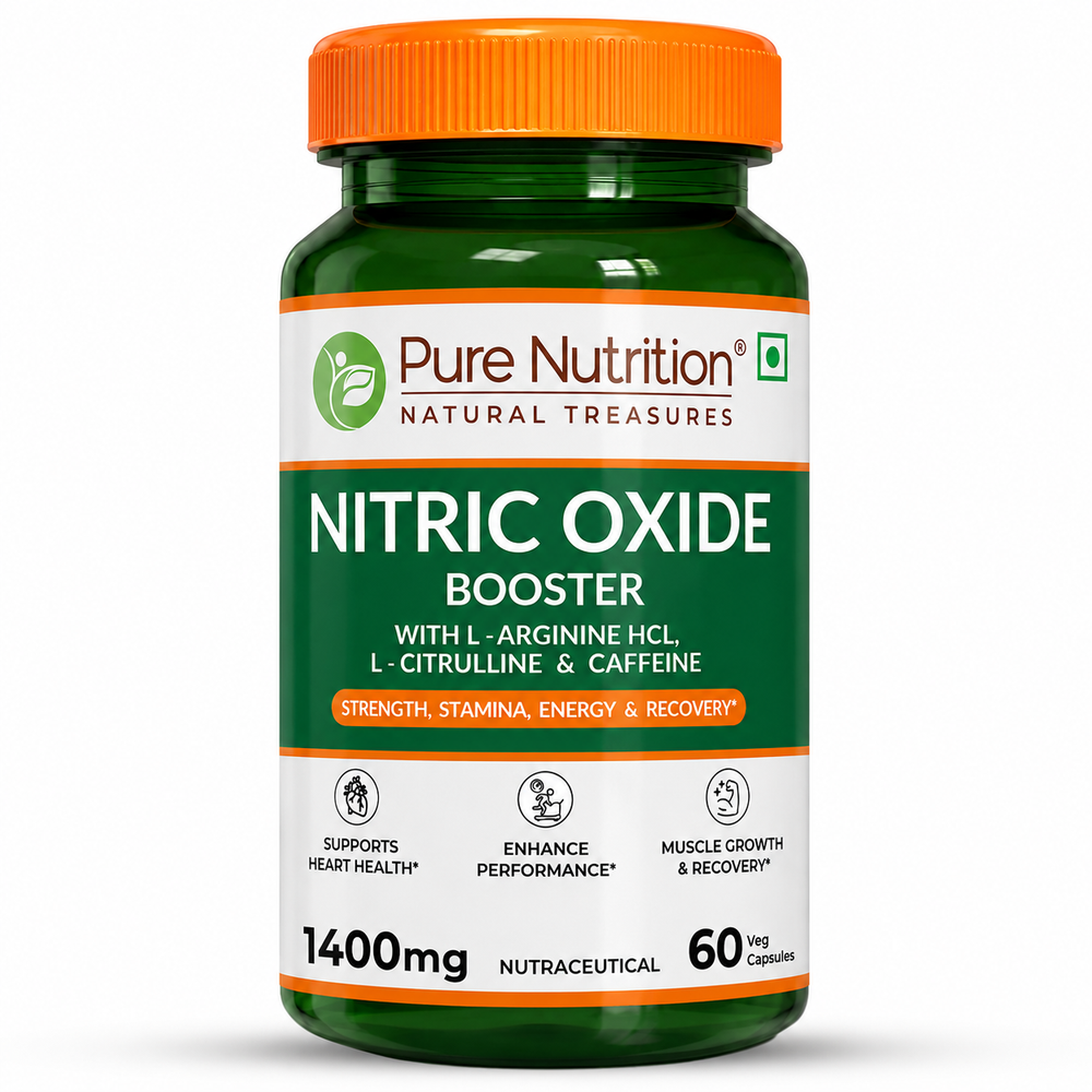 Nitric Oxide Booster  L-Arginine, L-Citrulline & Caffeine | 60 Veg Capsules