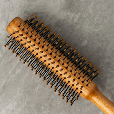 Organic B Wooden Roller Brush with Nylon droplet Bristles for Styling, Finishing, Lifting, quick Blowouts, Curling & Setting Short, Curly, Wavy And Straightening.