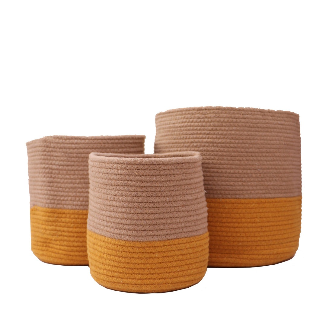 Dual tone Jute Baskets (Yellow)