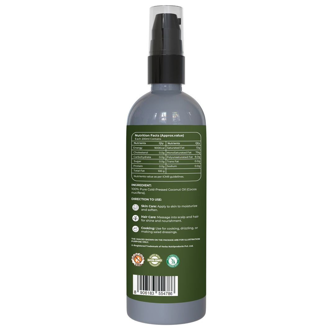 Pure Nutrition Extra Virgin Cold Pressed Olive Oil 200ml | 100% Pure | Multipurpose Use