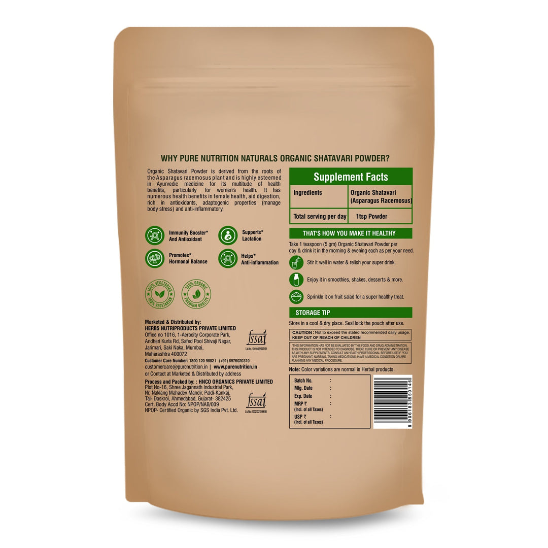 Her Health Combo: Organic Shatavari Powder 227g + PMOS (PCOS) Balance with Myo & D-Chiro Inositol