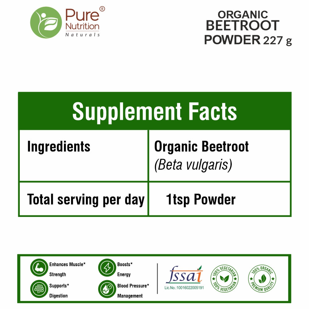 Organic Beetroot Powder | USDA Organic Beetroot Root Powder | Natural Superfood Powder