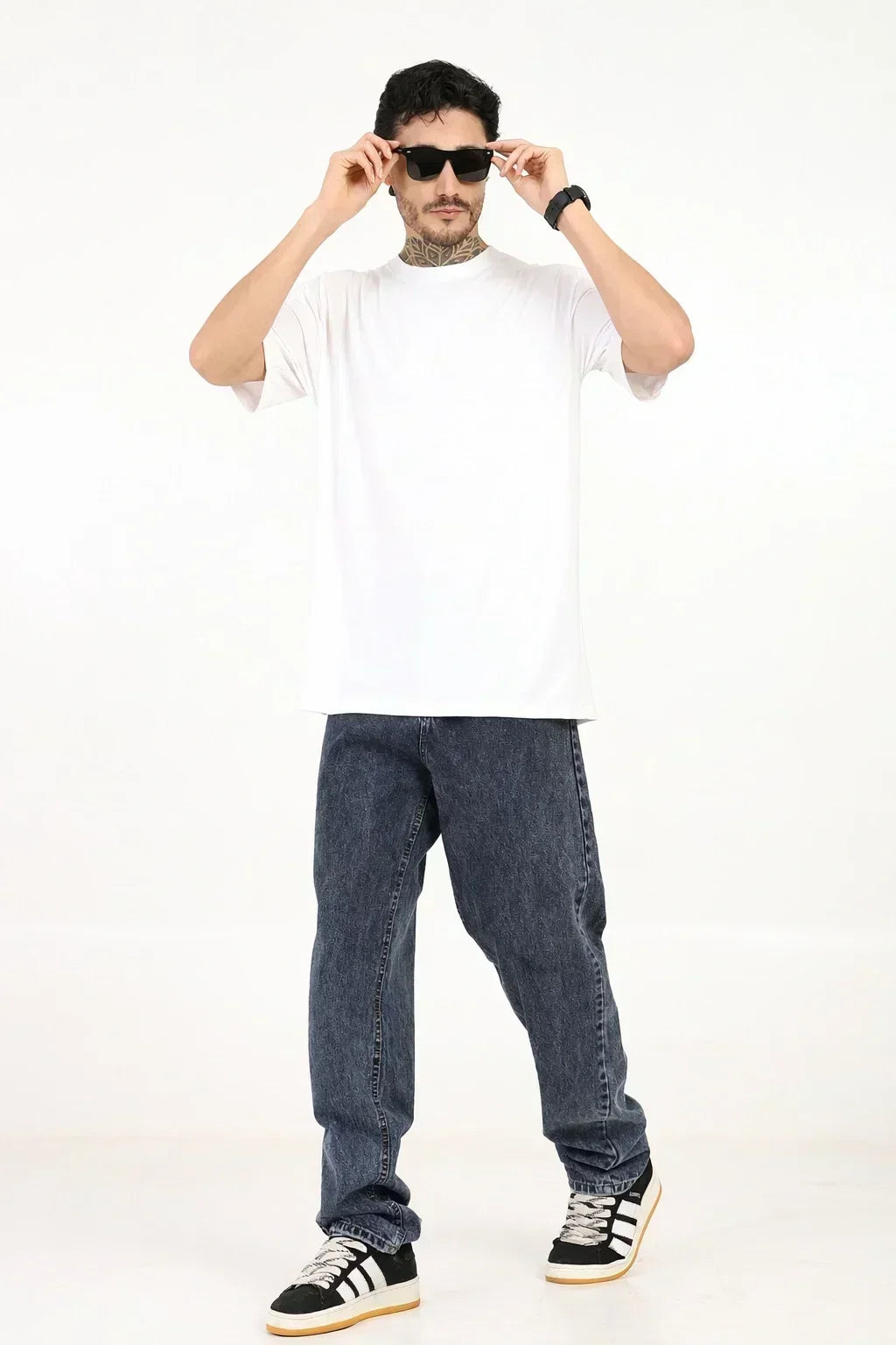 Men Oversized Bamboo Plain T-Shirt – Soft, Breathable & Sustainable Fit | White