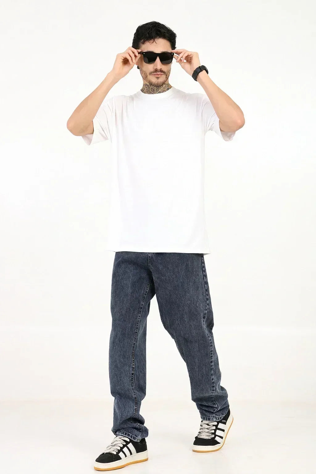 Men Oversized Bamboo Plain T-Shirt – Soft, Breathable & Sustainable Fit | White