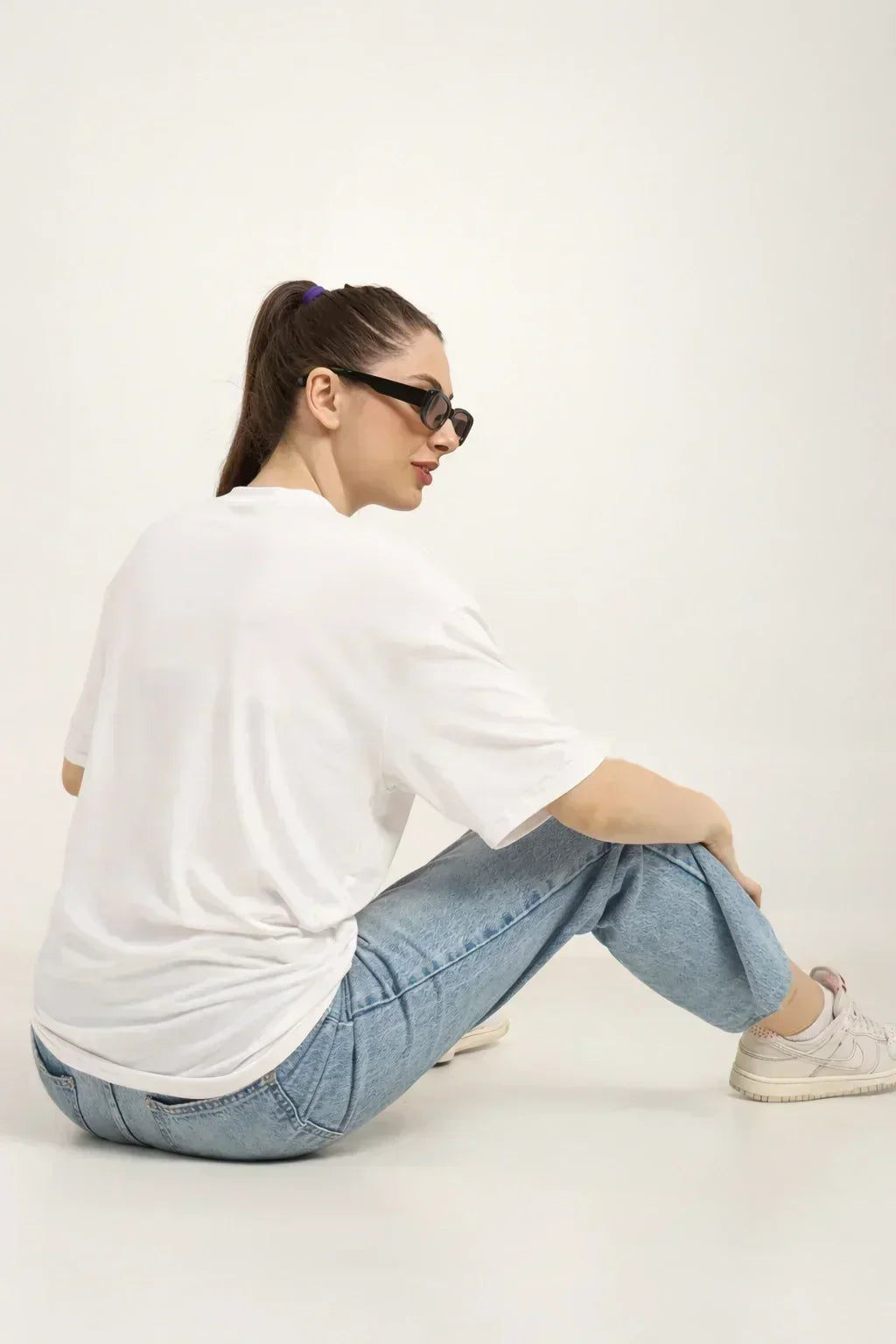 Women Oversized Bamboo Plain T-Shirt – Soft, Breathable & Sustainable Fit | White