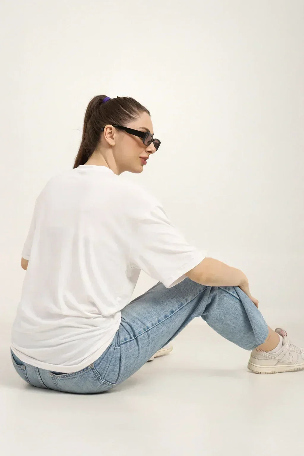 Women Oversized Bamboo Plain T-Shirt – Soft, Breathable & Sustainable Fit | White
