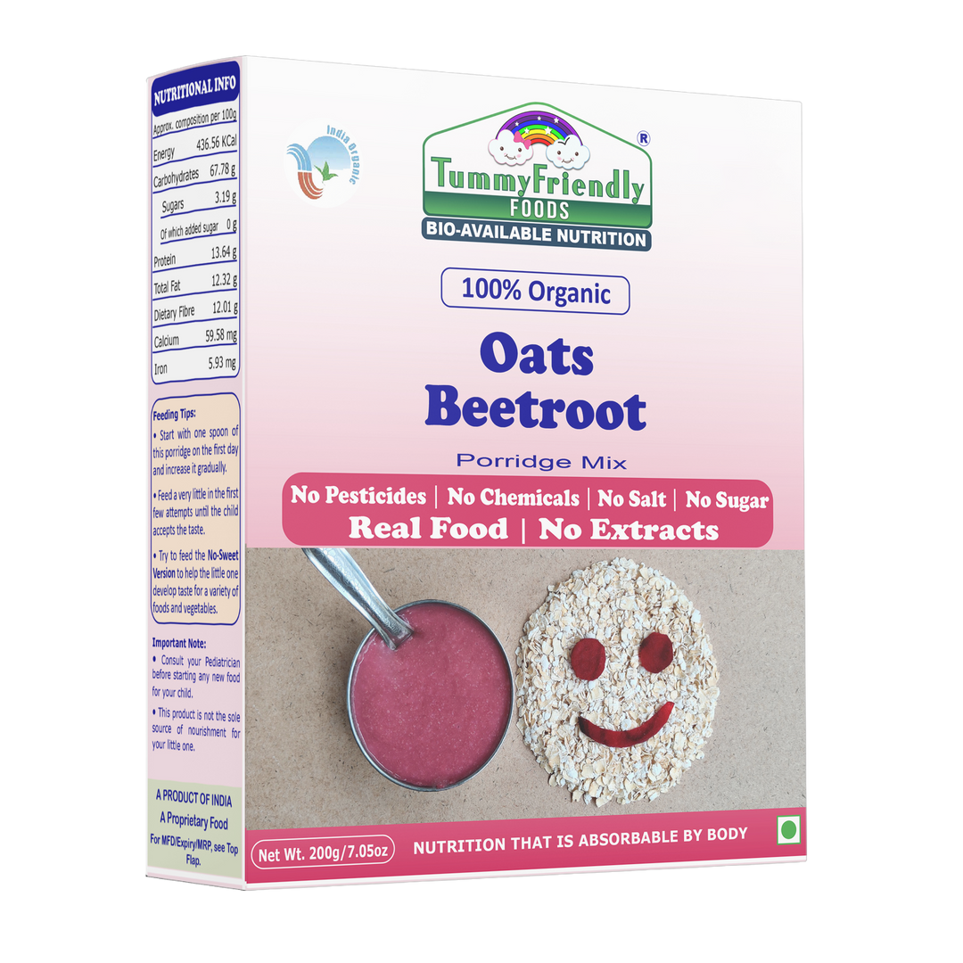 TummyFriendly Foods Organic Oats Beetroot Porridge Mix | For Kids and Adults