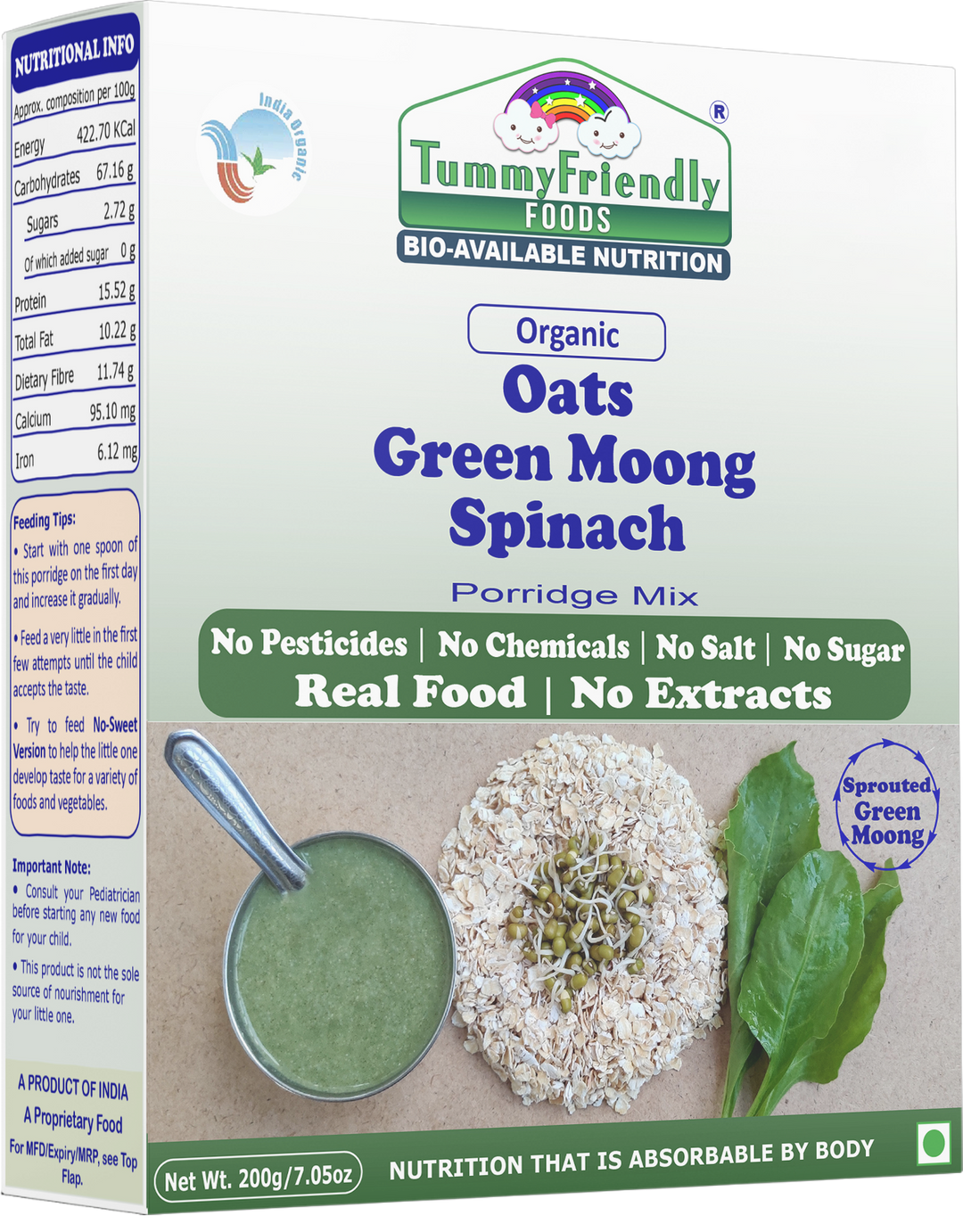 TummyFriendly Foods Organic Sprouted Porridge Mixes Combo | Multigrain, Multimillet, Fruits, Vegetables | 200g each (Pack of 4)