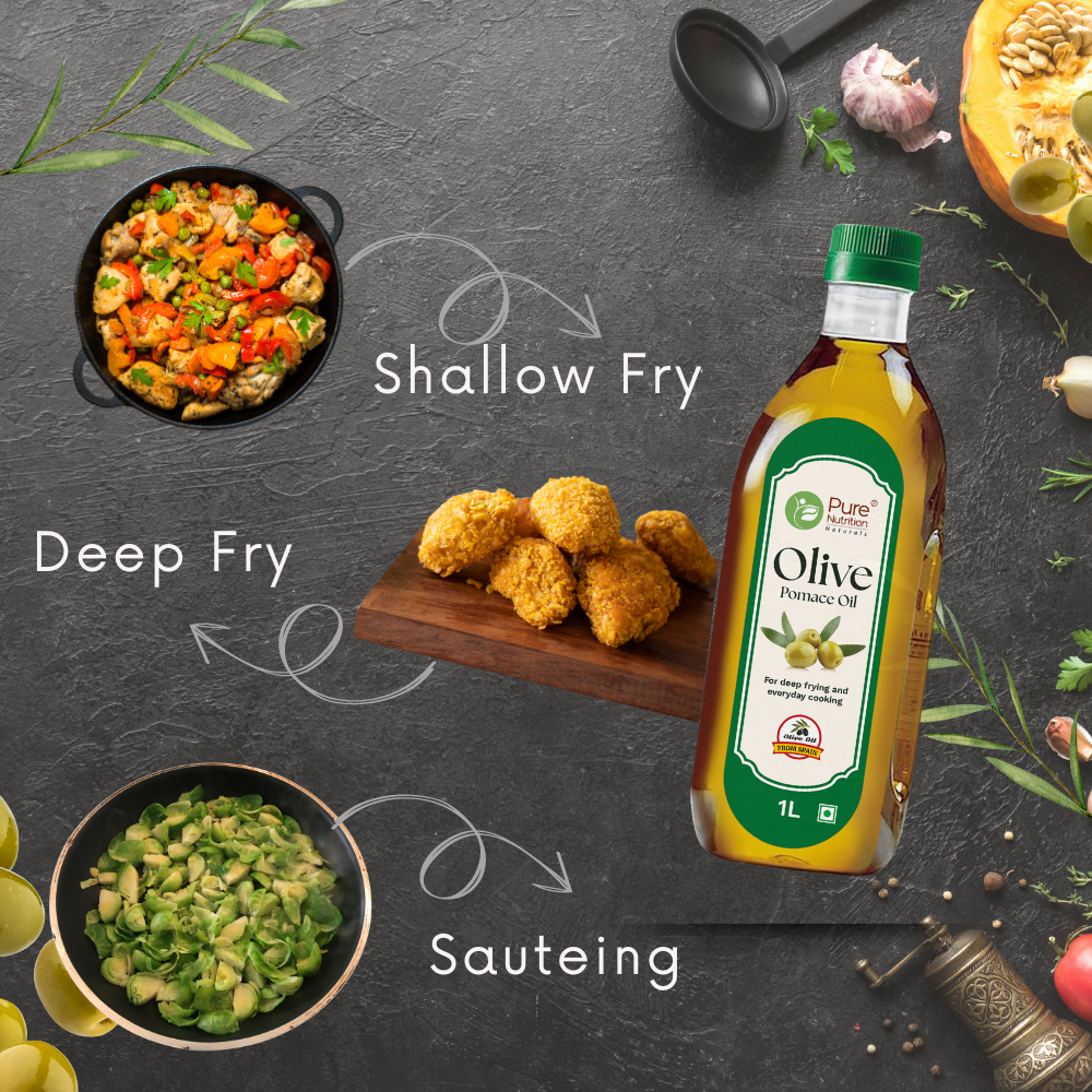 Pomace Olive Oil – Ideal for Indian Cooking & Deep Frying | Low in Saturated Fat - 1 ltr