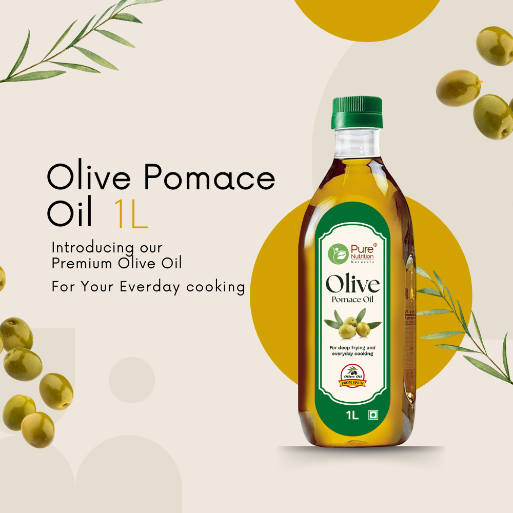 Pomace Olive Oil – Ideal for Indian Cooking & Deep Frying | Low in Saturated Fat - 1 ltr