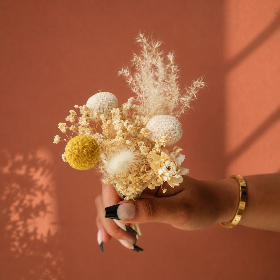 Moonstone Bloom Ceramic Vase with Dried Flowers | Elegant Home Décor