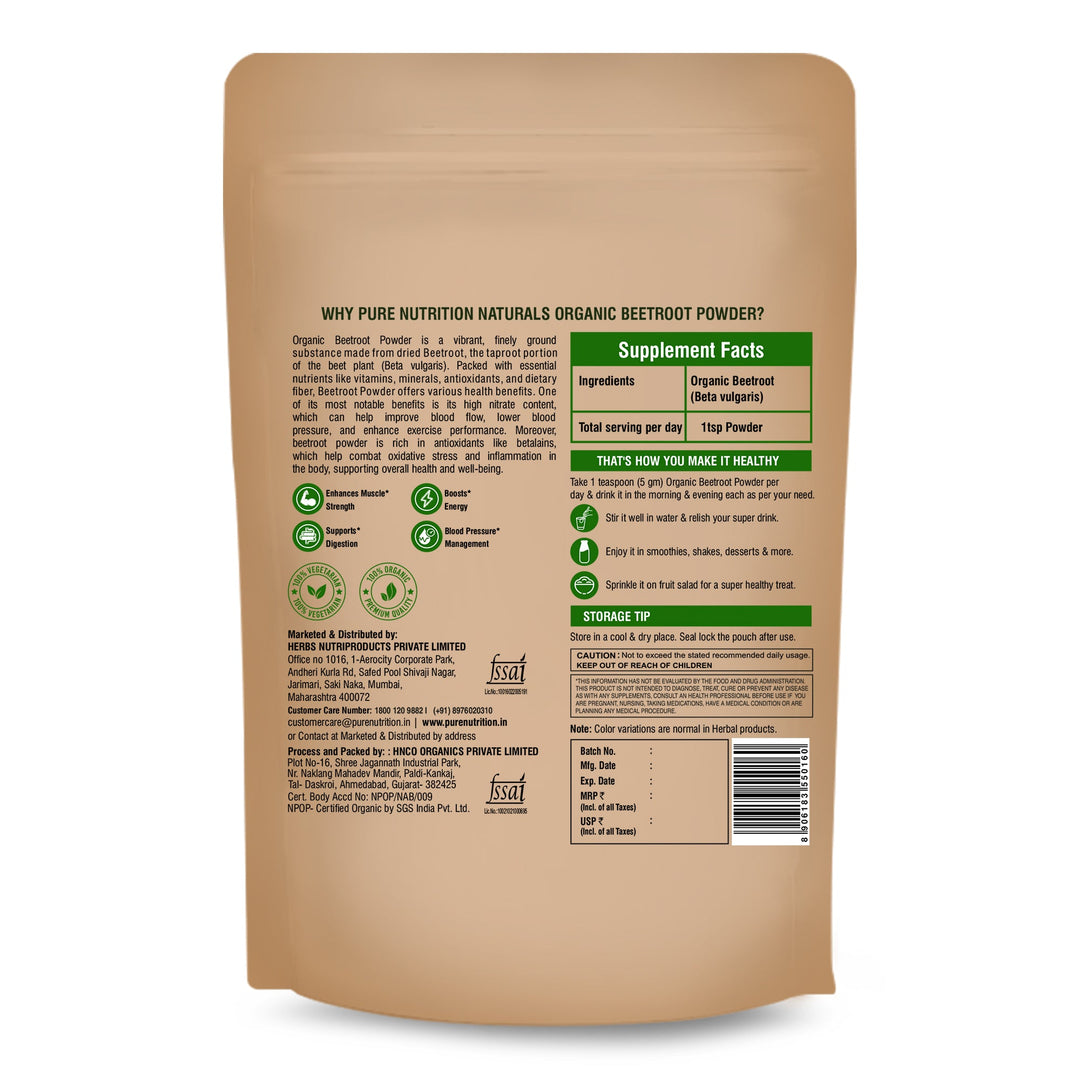 Organic Beetroot Powder | USDA Organic Beetroot Root Powder | Natural Superfood Powder