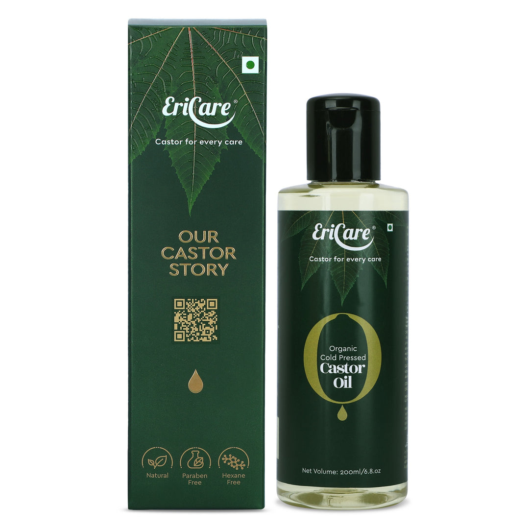 Organic Castor Oil -200ML | 100% Pure Cold-Pressed | EriCare® Certified Indian Organics