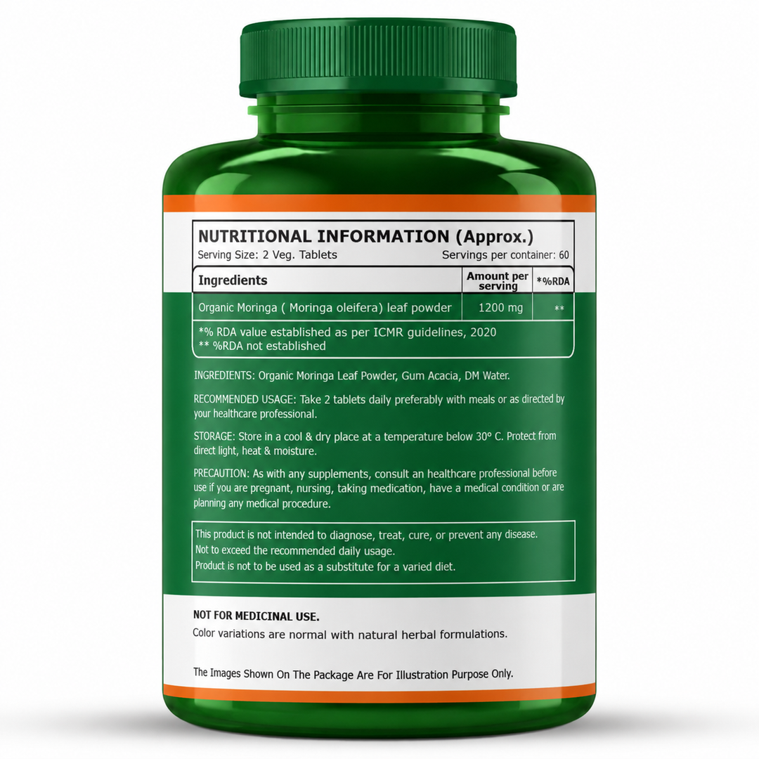 Pure Nutrition Organic Moringa Tablets 1200mg | 120 Tablets