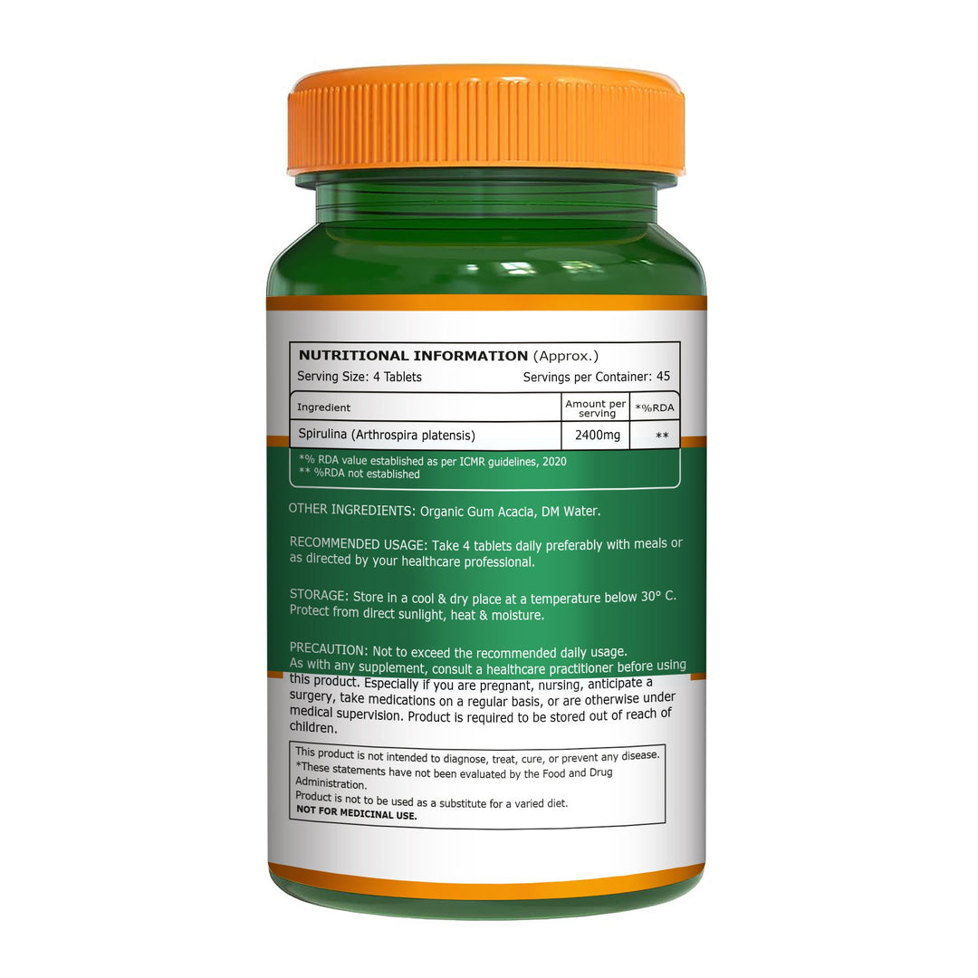 Spirulina Vegetarian Tablets  180 Count | Immunity, Energy & Superfood Nutrition