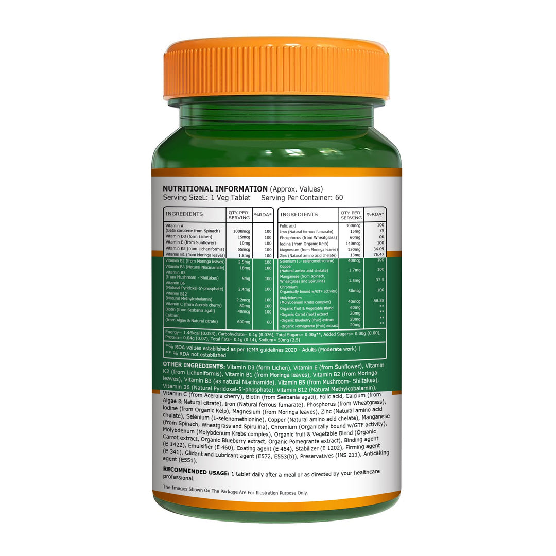 Organic Whole Food Multivitamin Plant-Based Vitamins & Minerals Daily