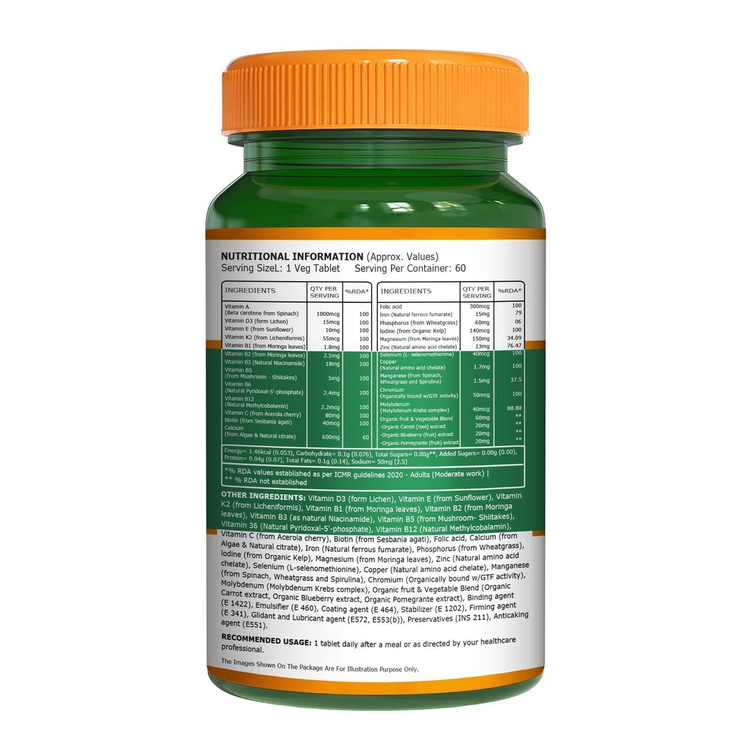 Organic Whole Food Multivitamin Plant-Based Vitamins & Minerals Daily