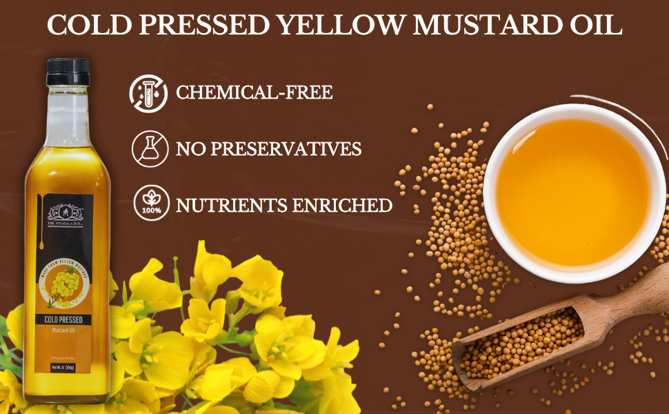 The MMasala Box Co 100% Natural cold pressed yellow mustard oil - 1 Litre