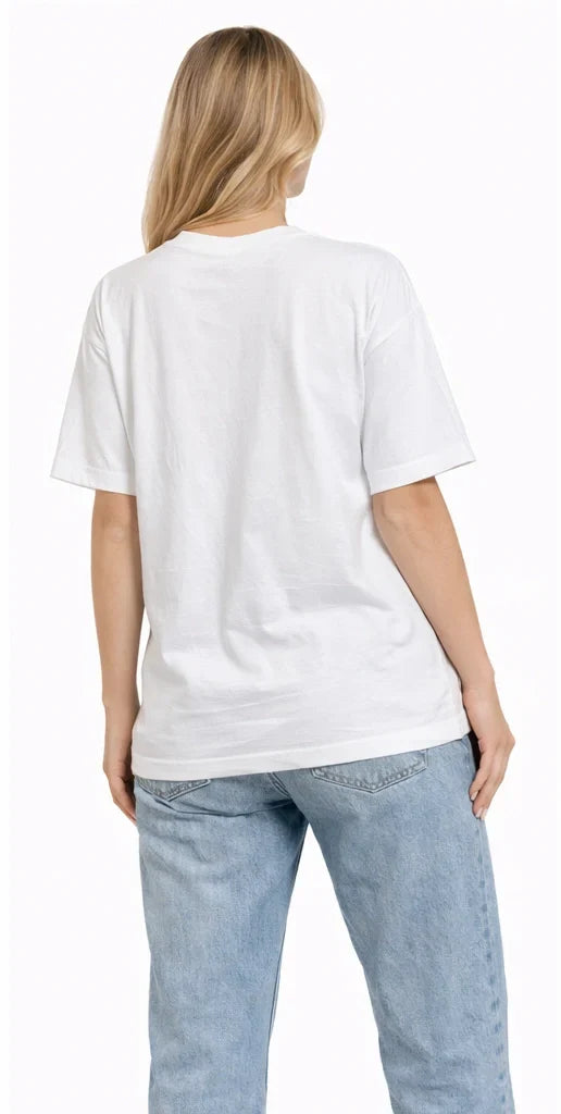 Bamboo Fabric Oversize Printed T-Shirt for Women – Ultra Soft | Breathable | Sustainable Style | White