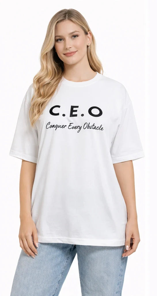Bamboo Fabric Oversize Printed T-Shirt for Women – Ultra Soft | Breathable | Sustainable Style | White