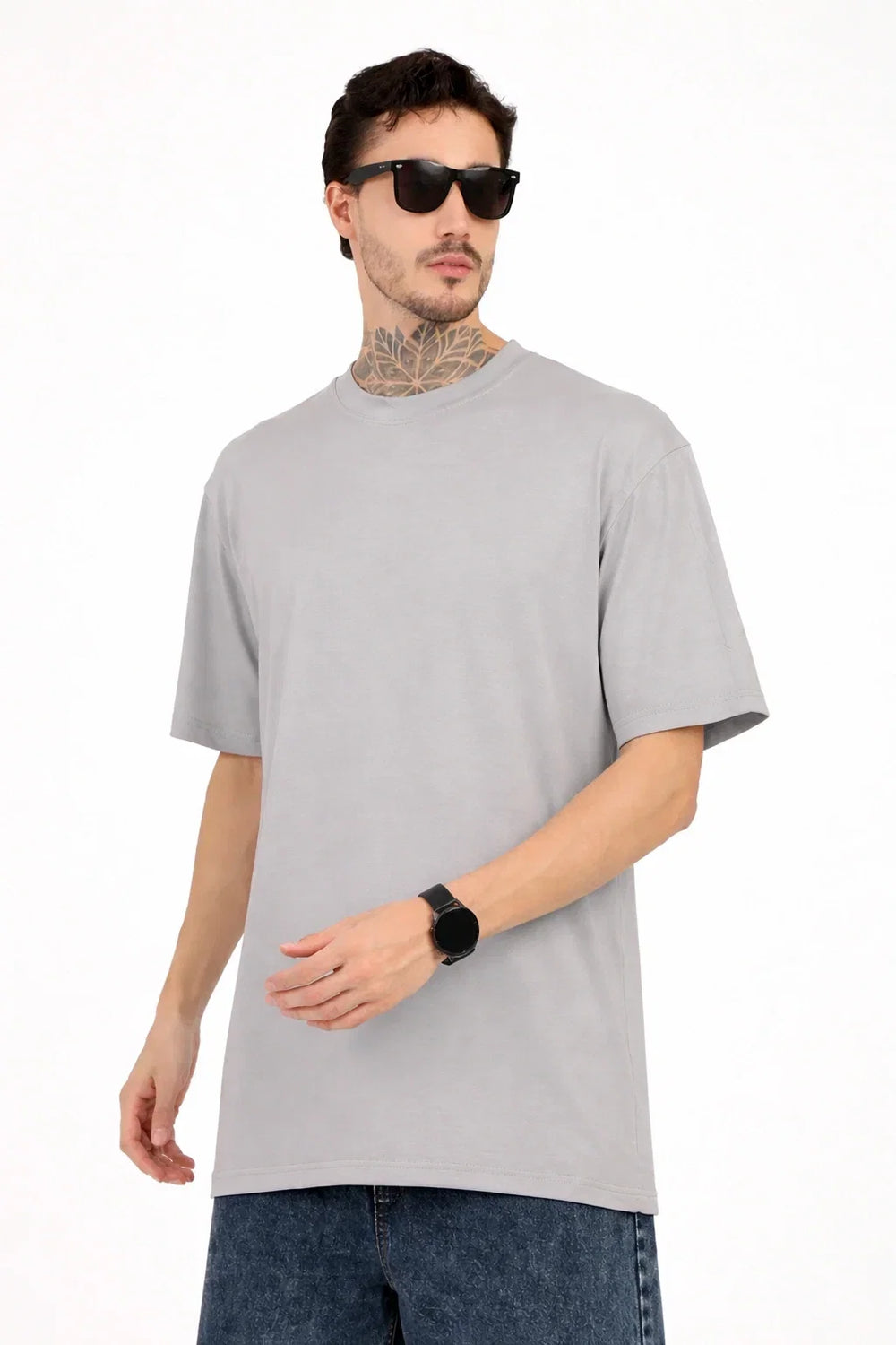 Men Oversized Plain Bamboo T-Shirt – Soft, Breathable & Sustainable | Gray