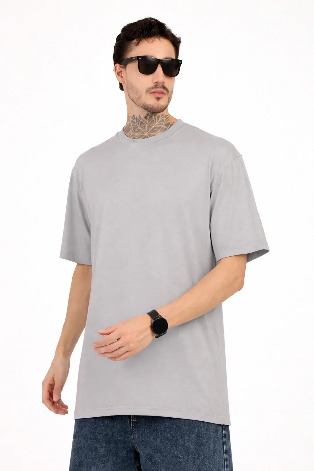 Men Oversized Plain Bamboo T-Shirt – Soft, Breathable & Sustainable | Gray