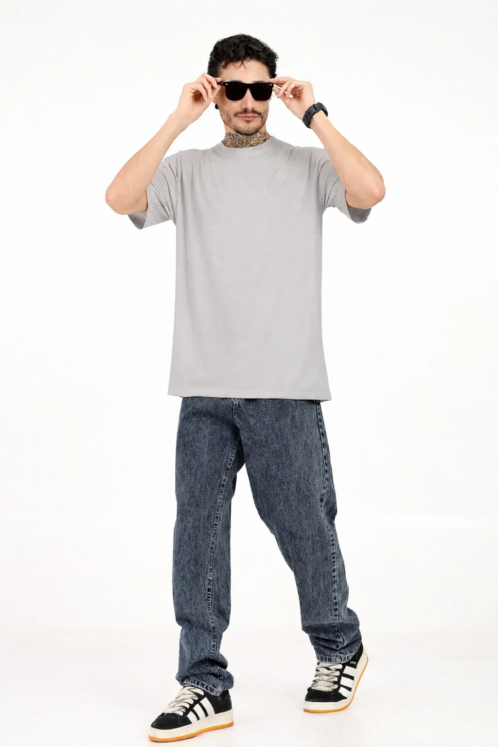 Men Oversized Plain Bamboo T-Shirt – Soft, Breathable & Sustainable | Gray