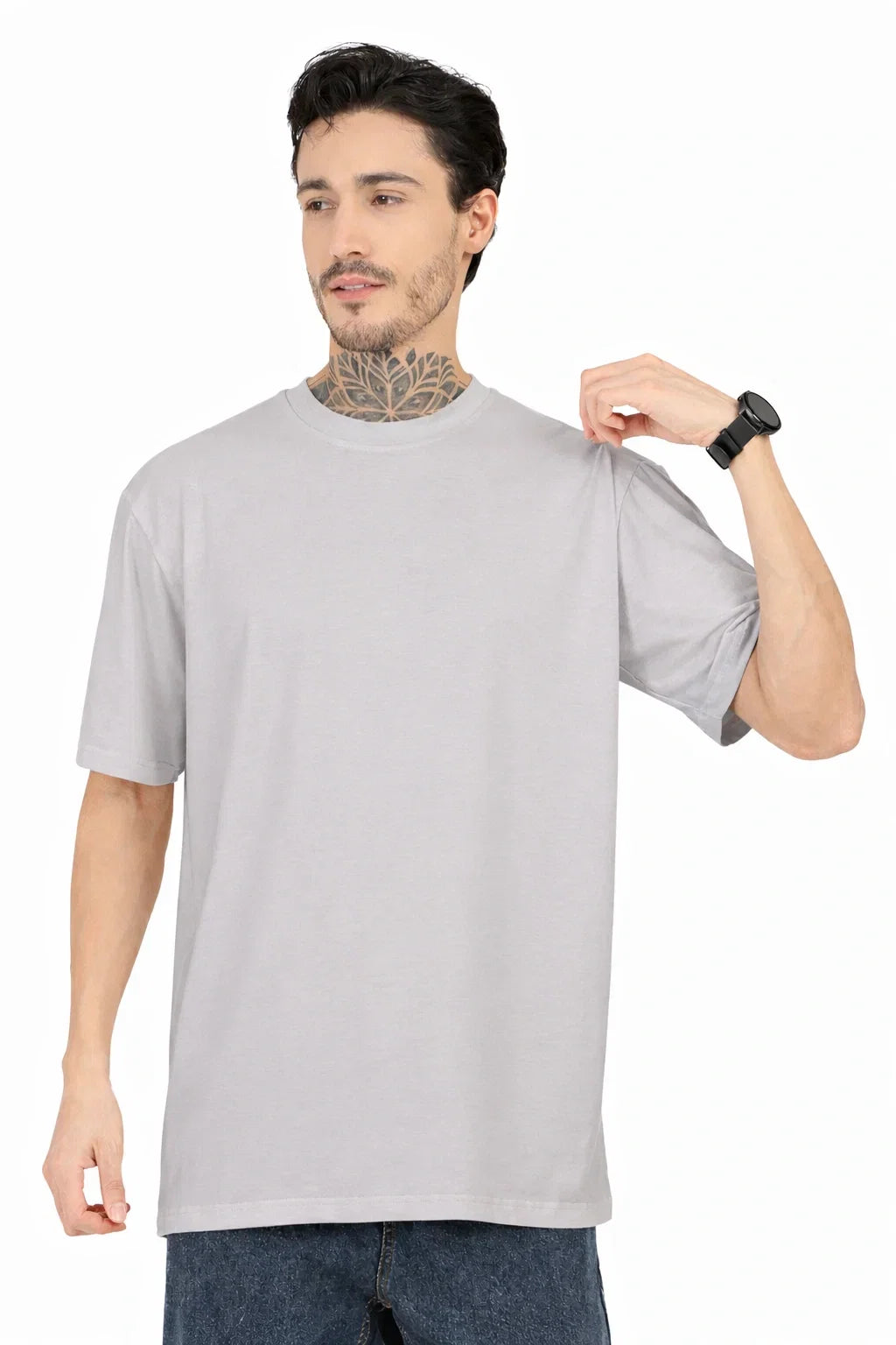 Men Oversized Plain Bamboo T-Shirt – Soft, Breathable & Sustainable | Gray