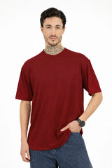 Men Oversized Plain Bamboo T-Shirt – Soft, Breathable & Sustainable | Maroon