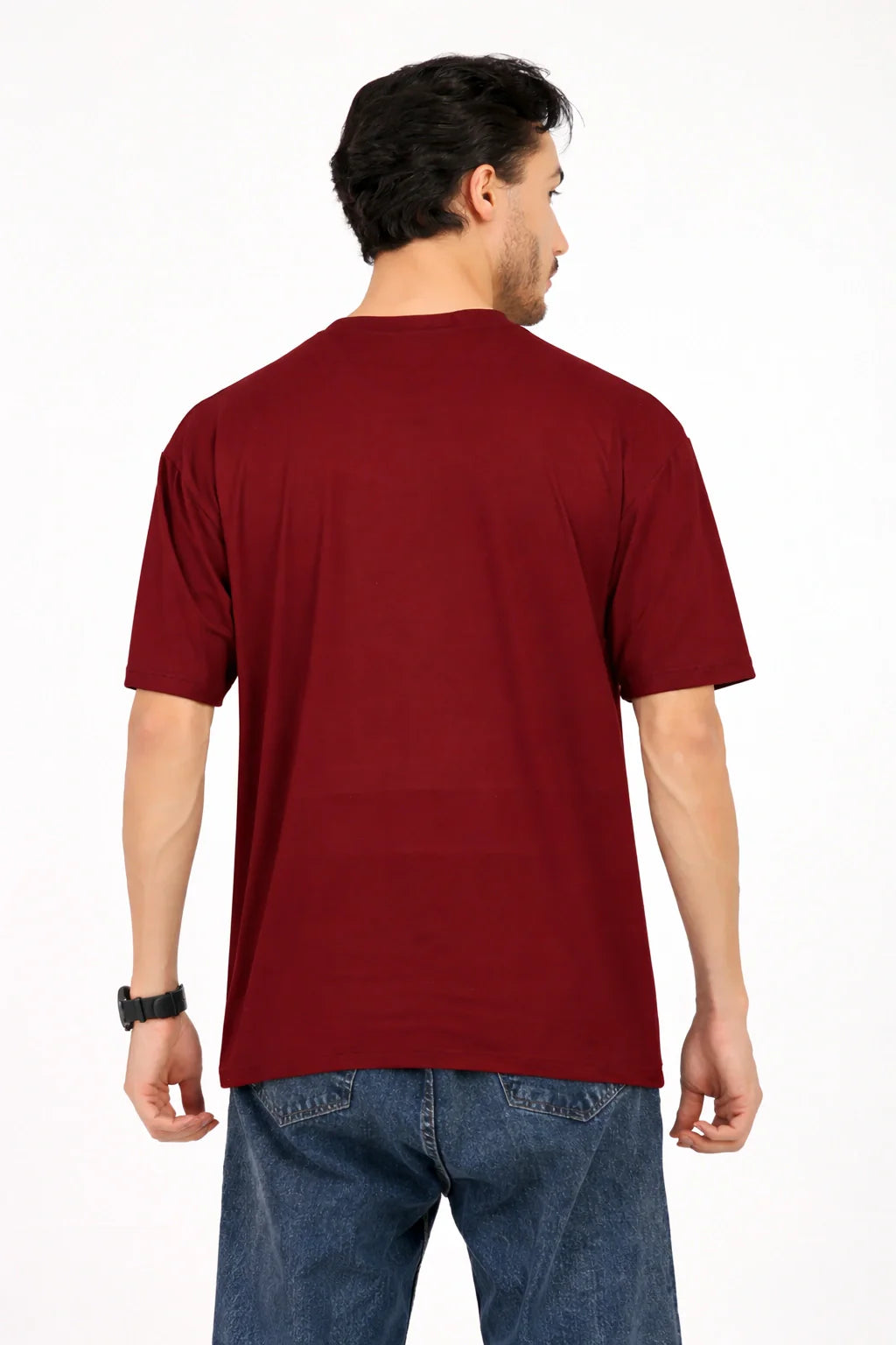 Men Oversized Plain Bamboo T-Shirt – Soft, Breathable & Sustainable | Maroon
