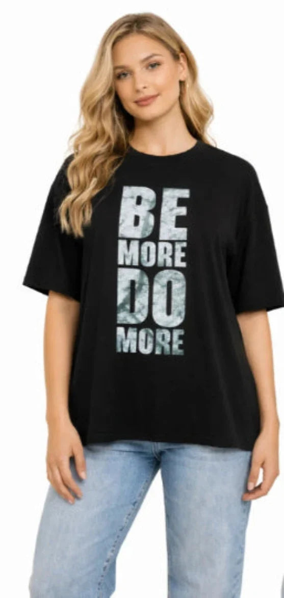 Bamboo Fabric Women Oversize Printed T-Shirt – Ultra Soft | Breathable | Sustainable Style | Black