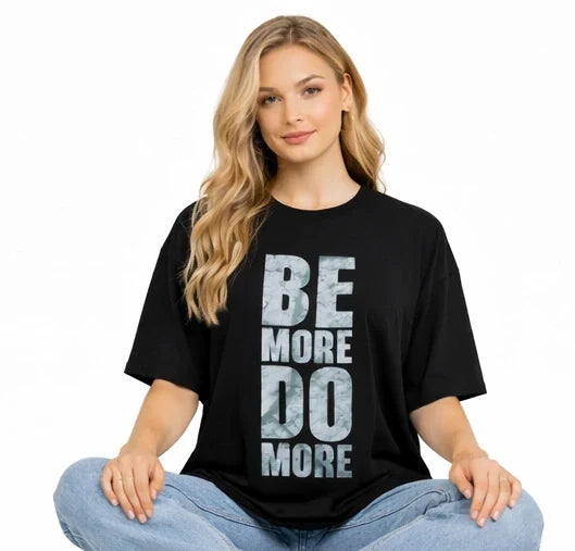 Bamboo Fabric Women Oversize Printed T-Shirt – Ultra Soft | Breathable | Sustainable Style | Black