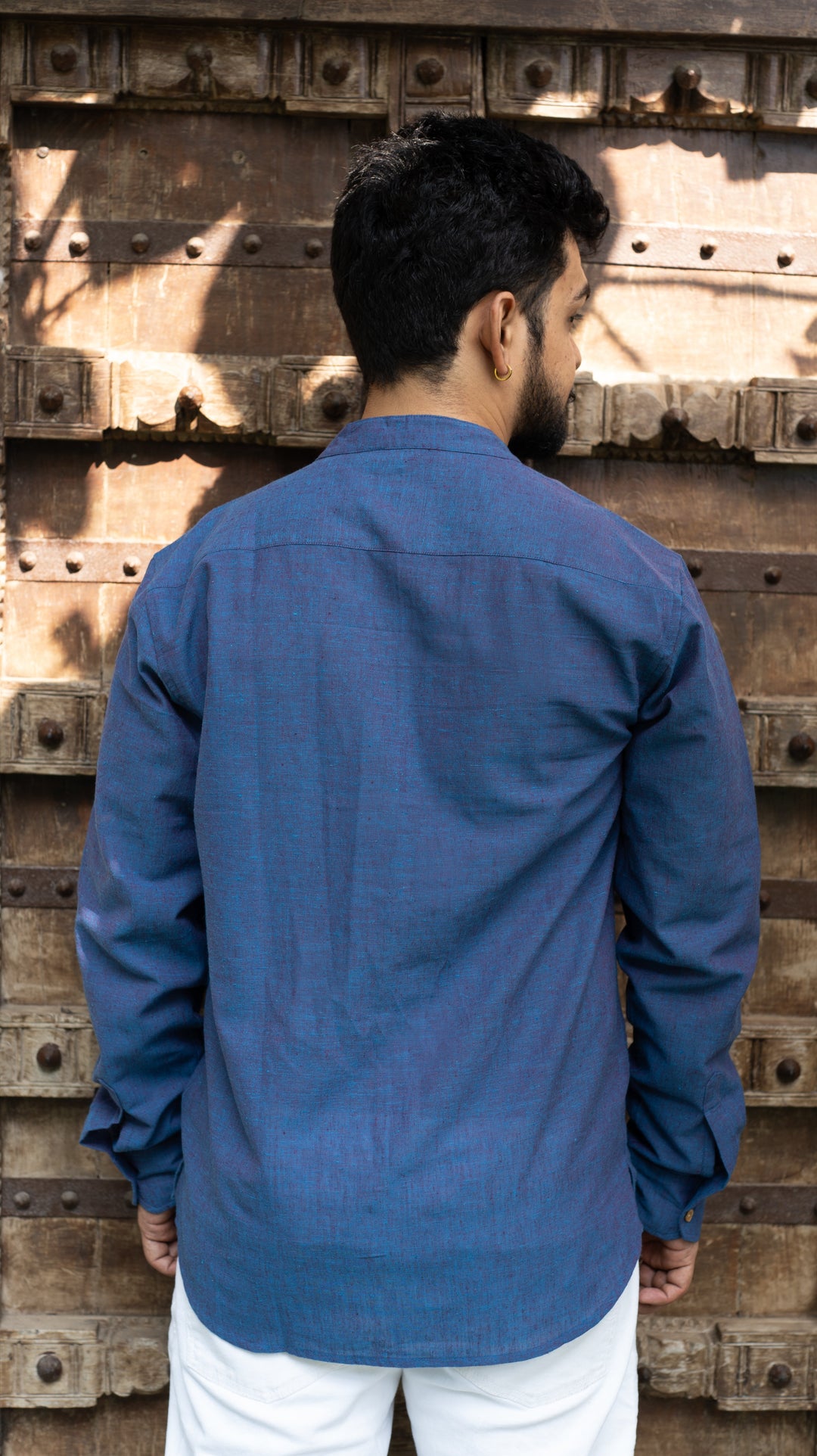 Full Sleeve Kurta Shirt - Ink Blue