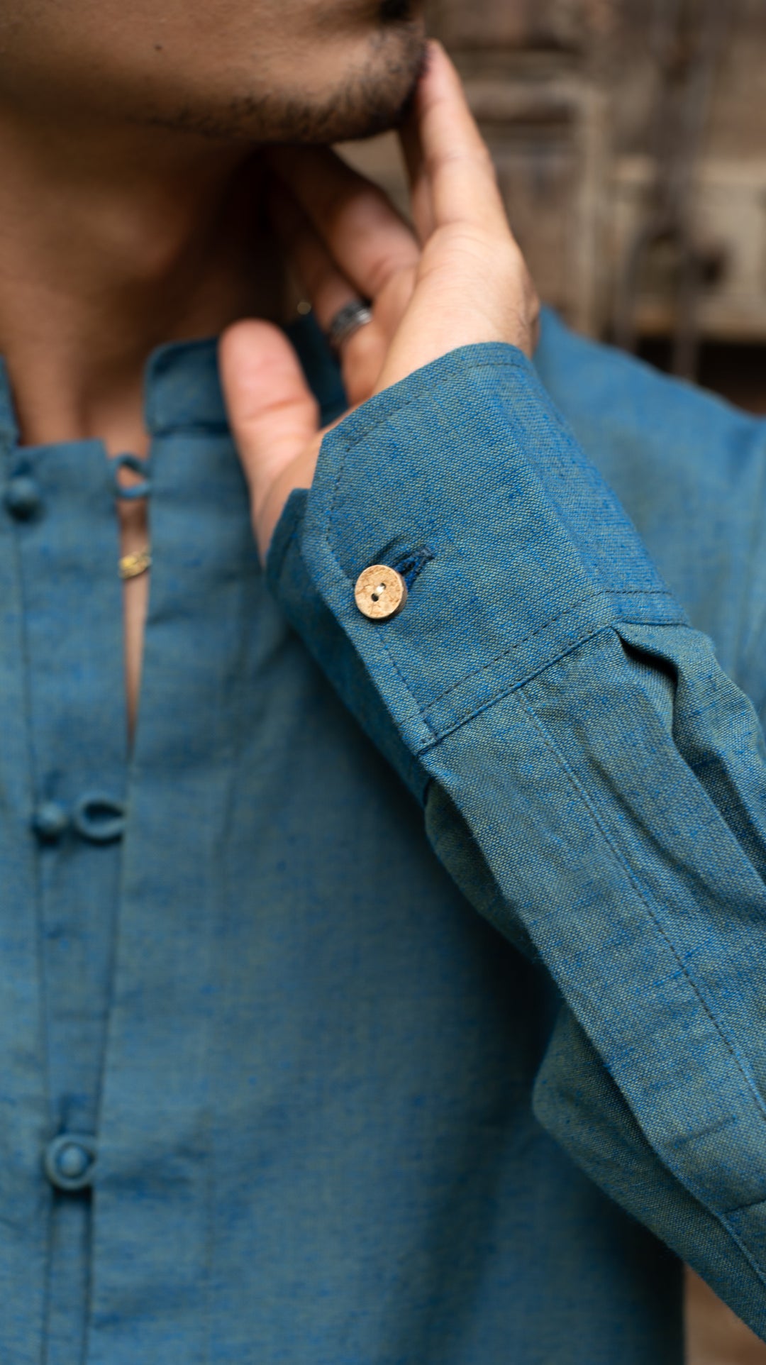 Full Sleeve Kurta Shirt - Teal Green