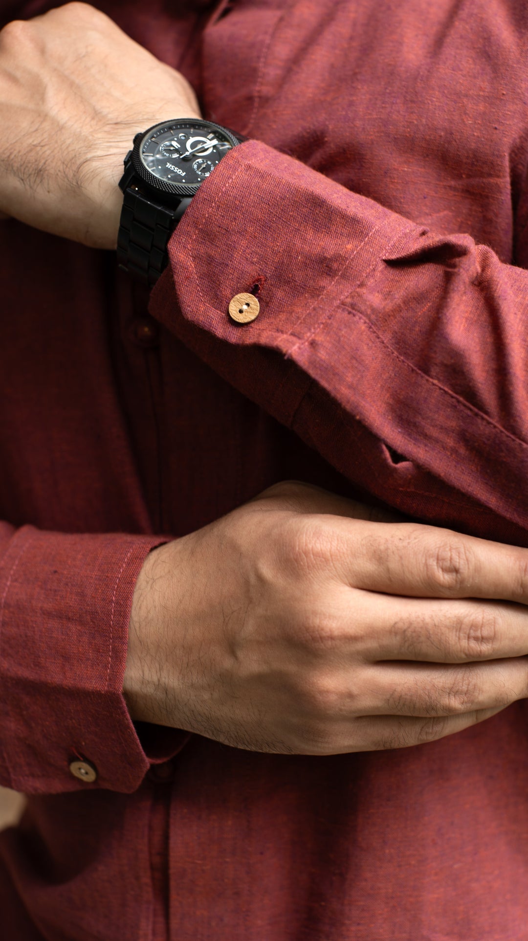 Full Sleeve Kurta Shirt - Brick