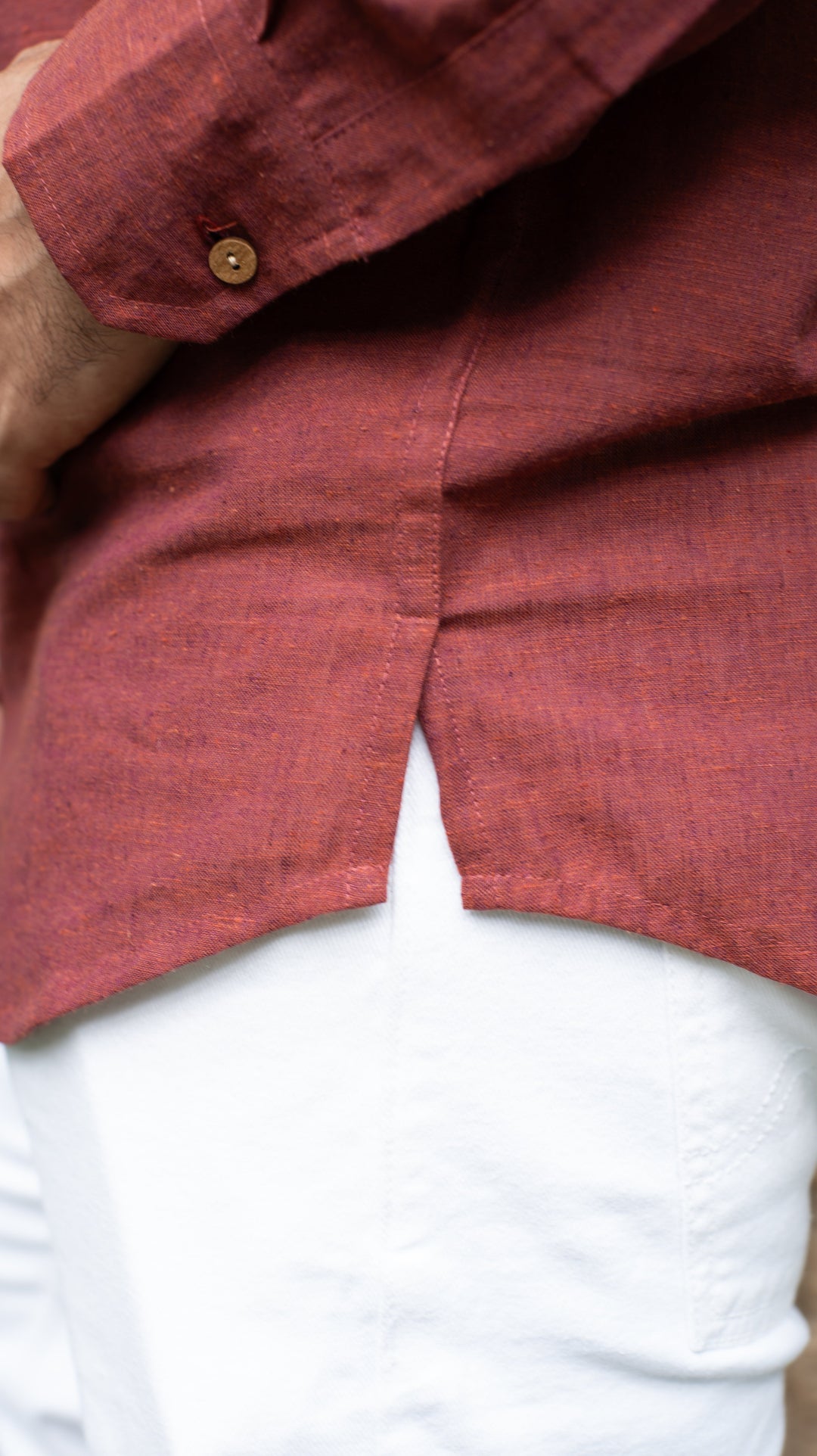 Full Sleeve Kurta Shirt - Brick