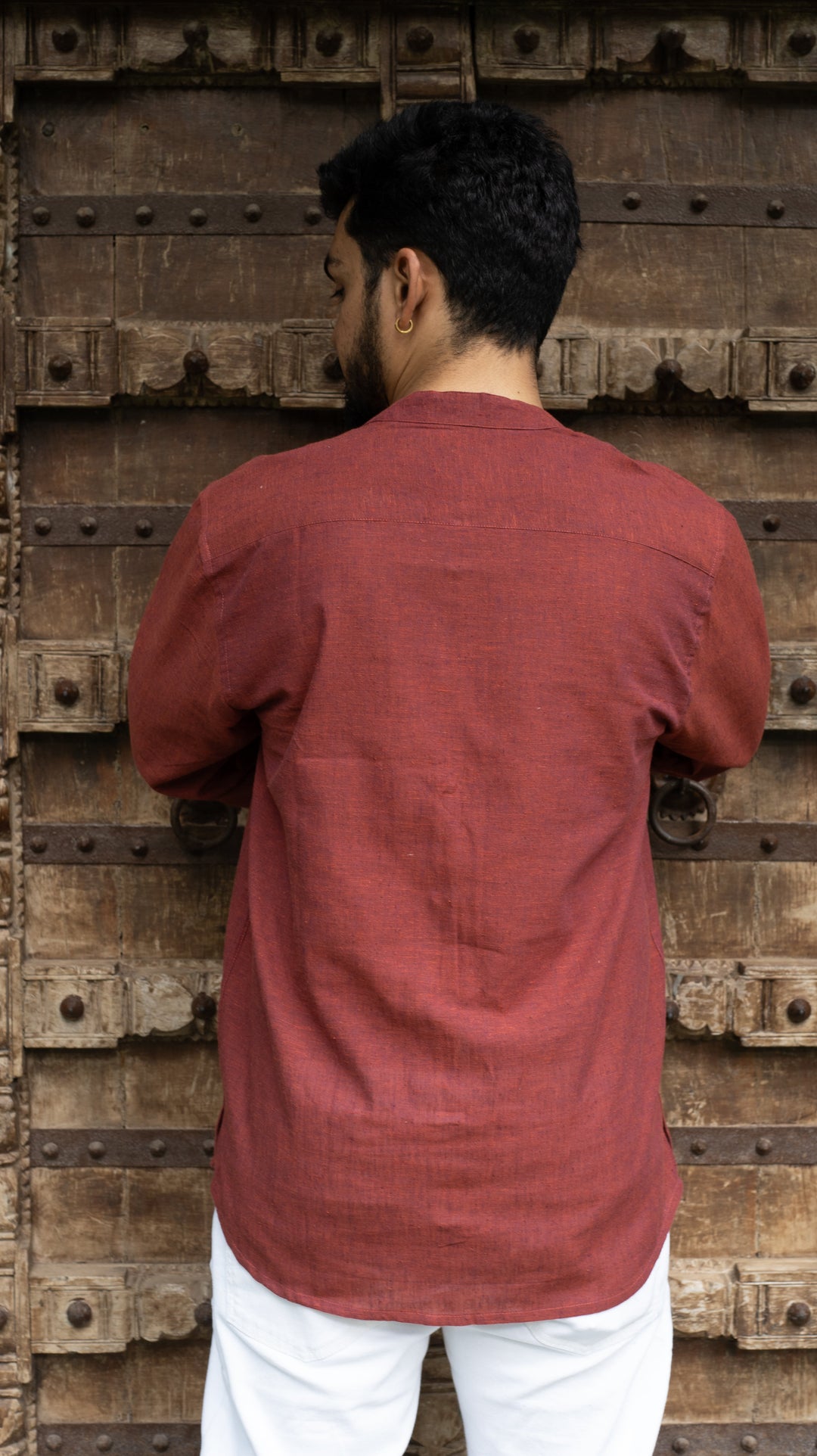 Full Sleeve Kurta Shirt - Brick