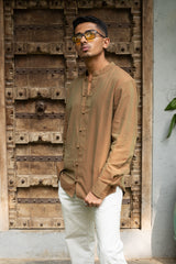 Full Sleeve Kurta Shirt - Rust
